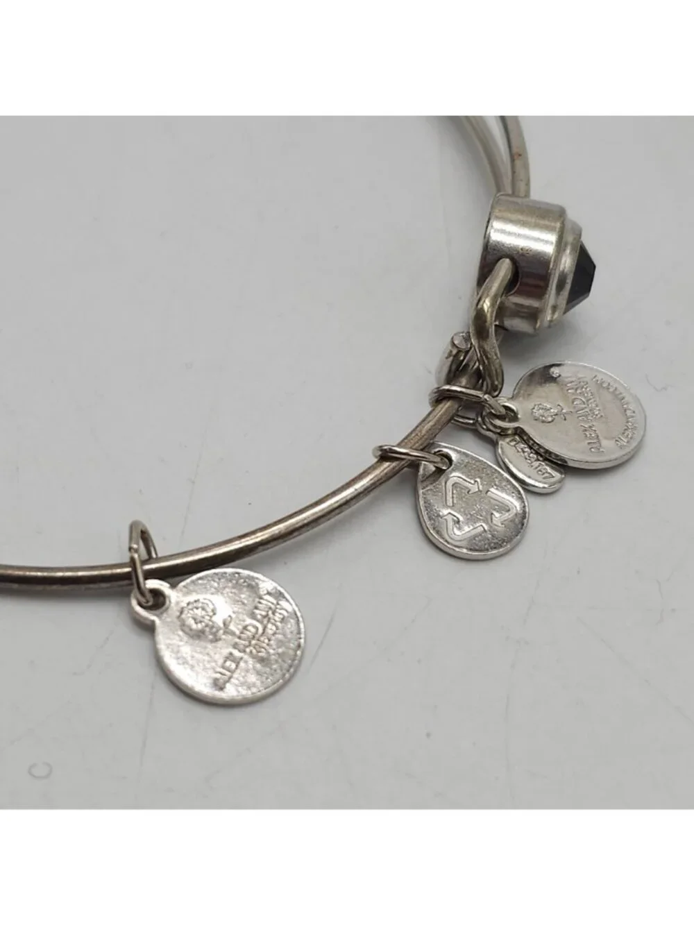 Alex And Ani Sacred Stud Intuition Adjustable Bracelet Purple Gemstone Charm